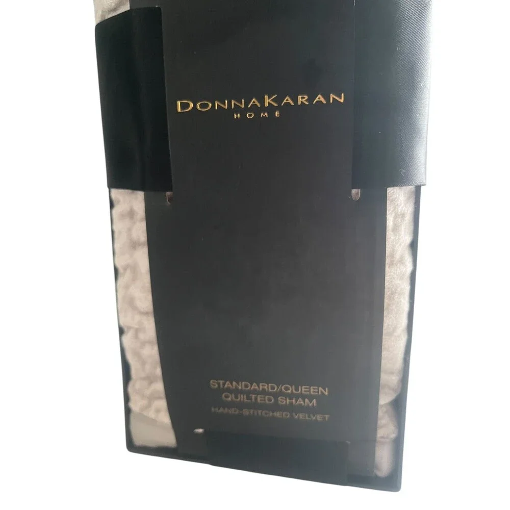 Donna Karan Standard Queen Quilted Pillow Shams Set of 2 Platinum Gray Velvet